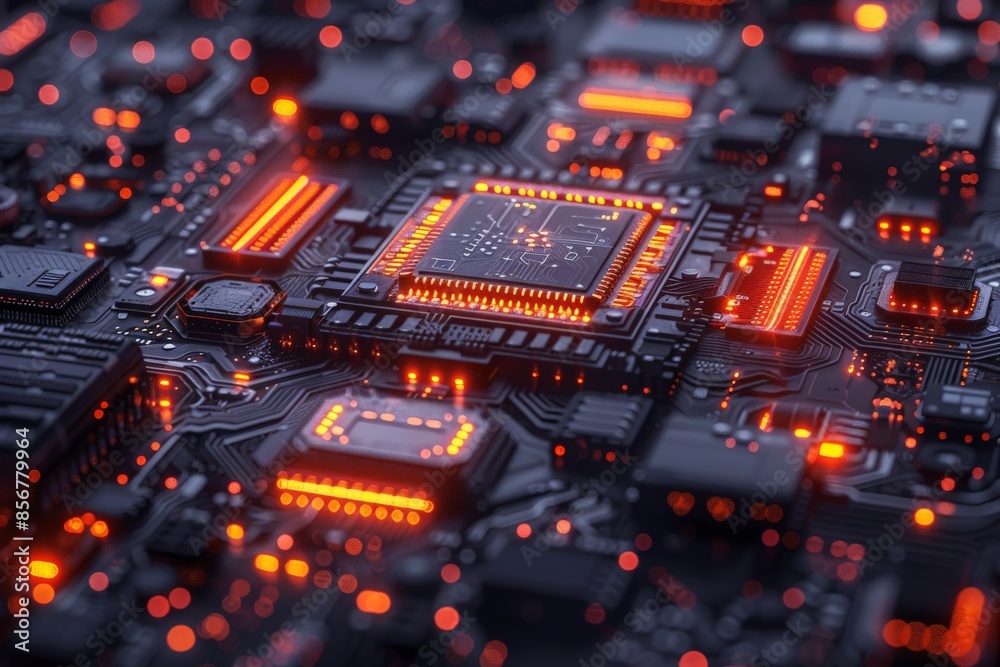 Multiple CPUs on an intricate circuit board showcase the inner workings of modern computer technology
