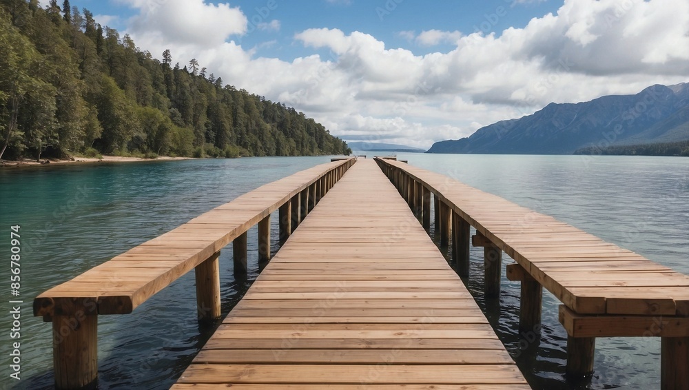 Wooden Path Stretching Along a Quiet Waterway Wooden Path Stretching Along a Quiet Waterway