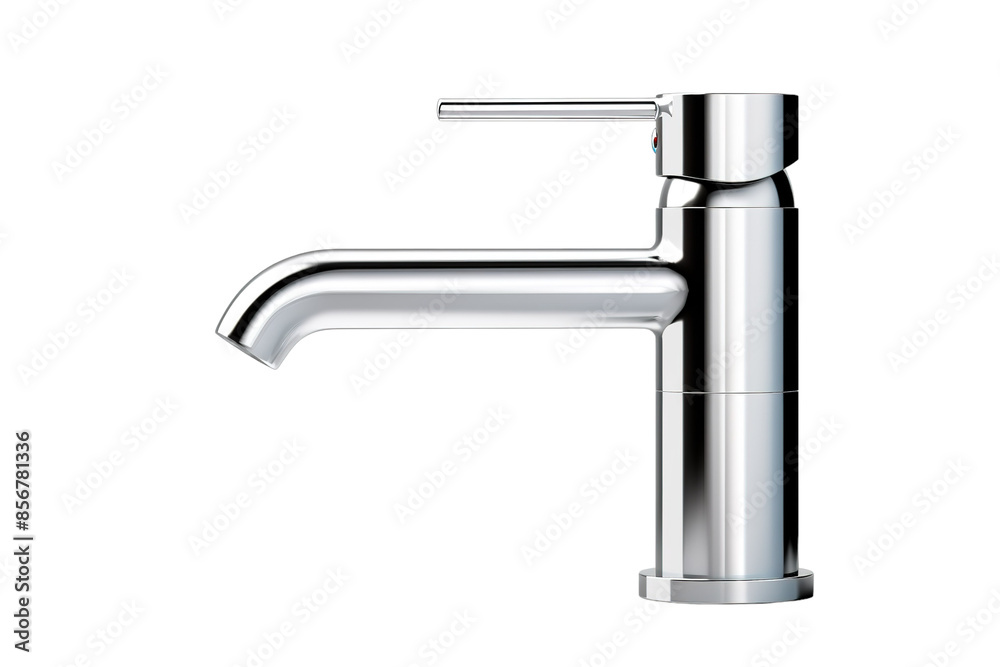 A Gleaming Chrome Faucet Against a Pristine White Background on a Clear PNG or White Background. A Gleaming Chrome Faucet Against a Pristine White Background on a Clear PNG or White Background.