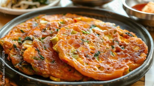 Korean dish fried pumpkin pancakes photo