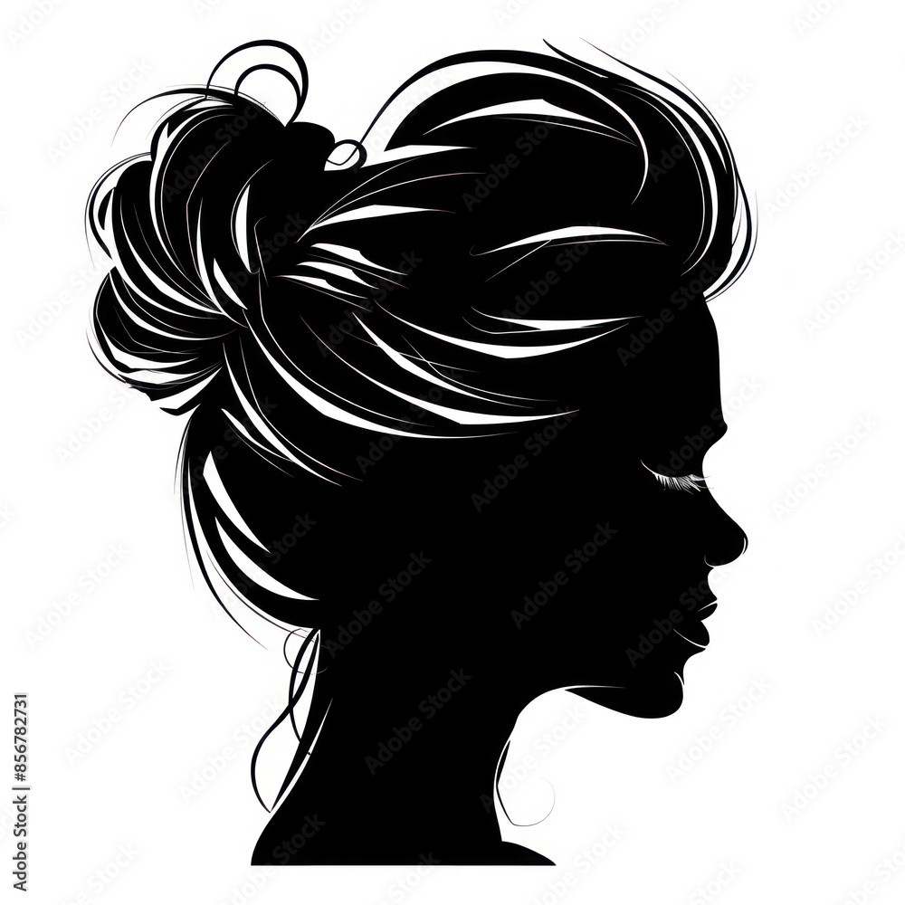 silhouettes of a profile of girls with flying hair. Vector. silhouettes of a profile of girls with flying hair. Vector.