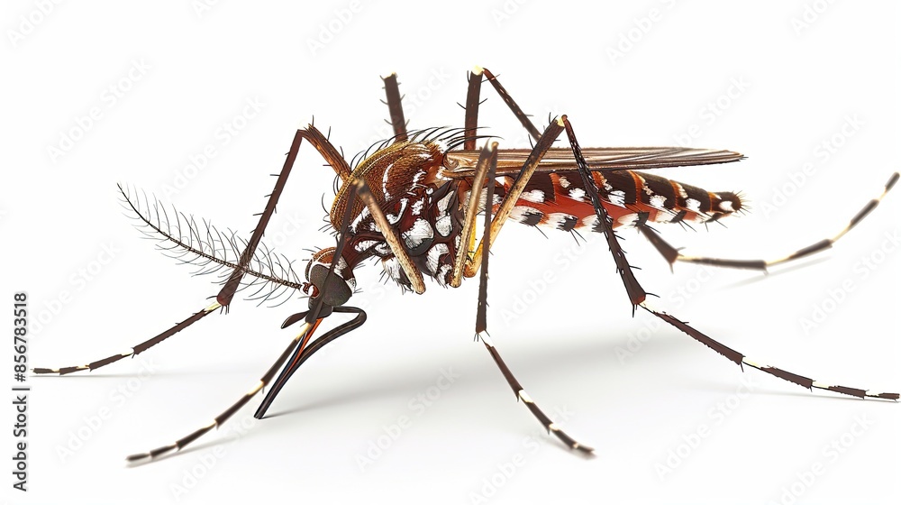 Aedes dengue fever mosquito isolated on white Aedes dengue fever mosquito isolated on white