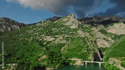 Wallpaper Mural Aerial view of Galetas Bridge crossing the Lake of Sainte-Croix on a sunny day in Aiguines, France Torontodigital.ca