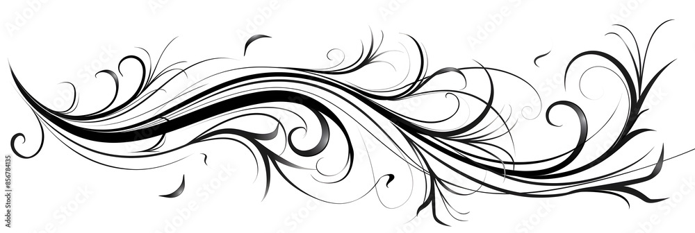 Fototapeta premium Elegant Cursive Line Art Doodle of Whimsical Swirling Letter Form