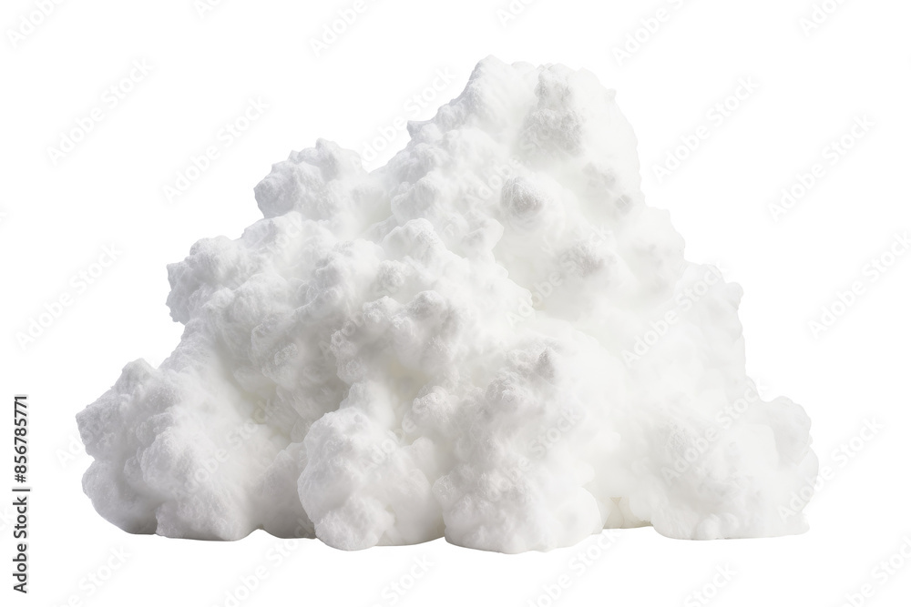 Close-up image of a fluffy white cloud of foam isolated on a white background, perfect for various creative and commercial uses. Close-up image of a fluffy white cloud of foam isolated on a white background, perfect for various creative and commercial uses.