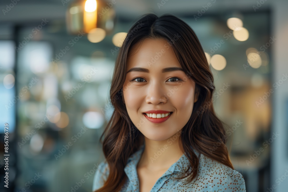 Obraz premium Young Asian Woman Confidently Smiling
