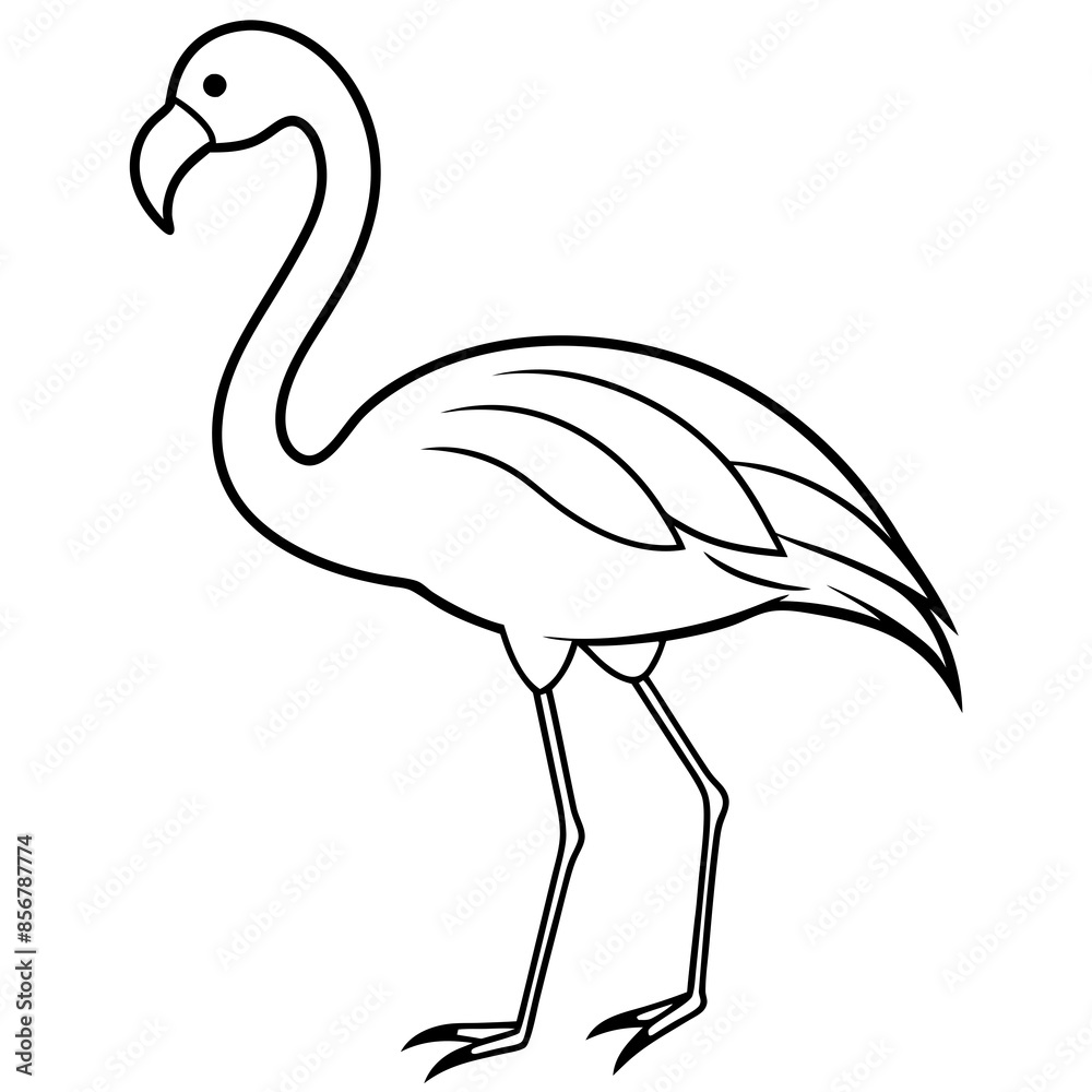 Obraz premium flamingo line art vector illustration 