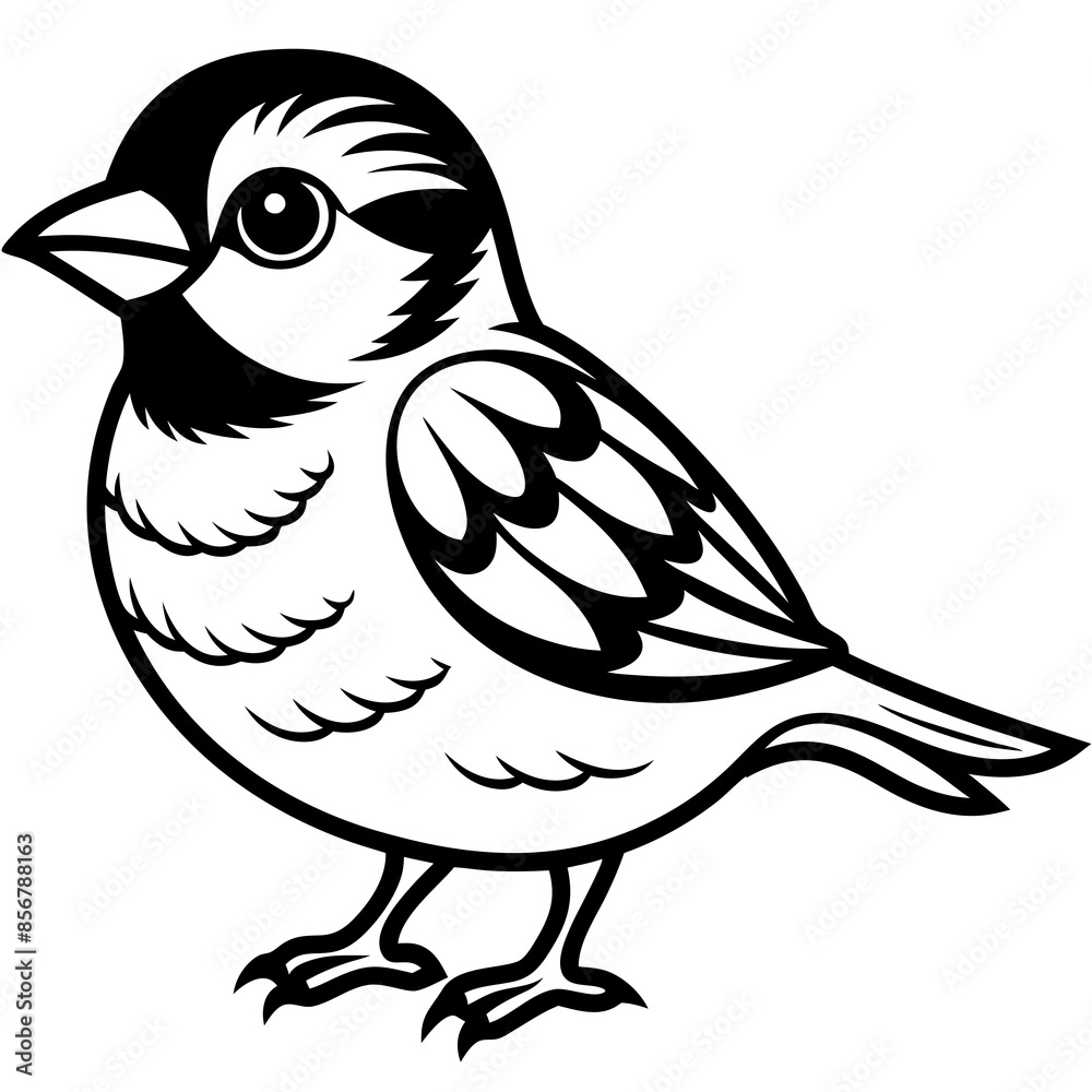 Obraz premium single baby sparrow line art vector