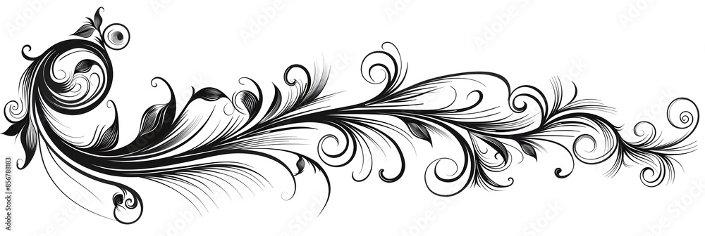 Elegant Black Horizontal Scroll with Decorative Curled Ends and Swirls Elegant Black Horizontal Scroll with Decorative Curled Ends and Swirls