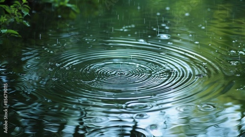 Organic motion shot of rain creating ripples on a pond ideal for tranquil and serene backgrounds