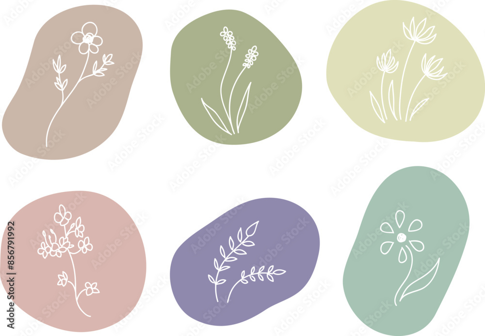 端っこにちょこっと添える手描きの花イラスト セット 端っこにちょこっと添える手描きの花イラスト セット