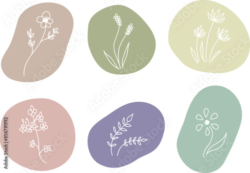 端っこにちょこっと添える手描きの花イラスト　セット