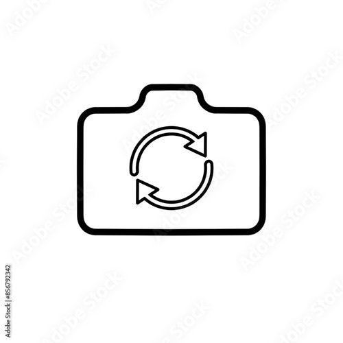 Button icon to switch cameras video call, Video calls icon, set of buttons template for mobile phone online app, ui. online apps, internet talk, vector illustration in black and white background.
