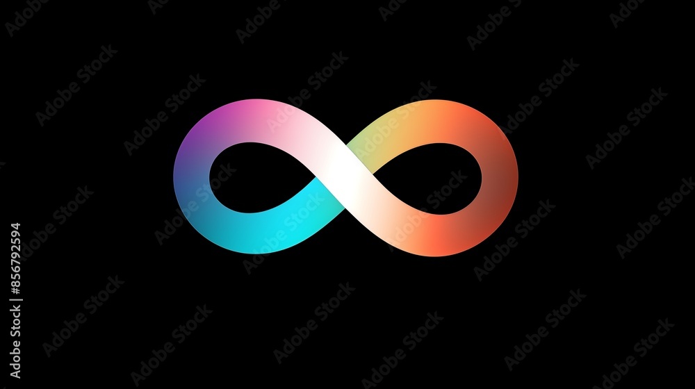 Colorful Infinity Symbol Design Displaying an Endless Loop with Rainbow Gradient Hues Colorful Infinity Symbol Design Displaying an Endless Loop with Rainbow Gradient Hues
