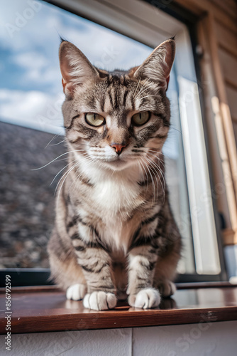 A cat looks at the camera and looks threatening