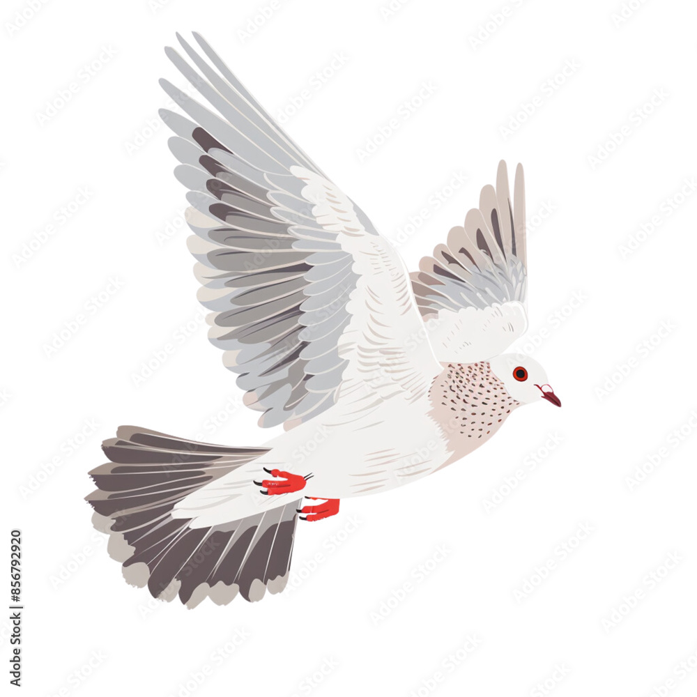 Obraz premium White pigeon flying isolated on white background.