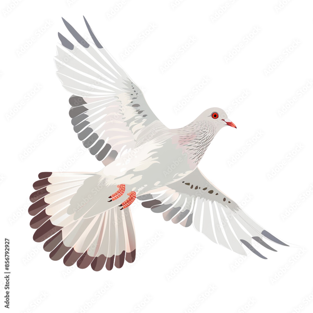 Obraz premium White pigeon flying isolated on white background.