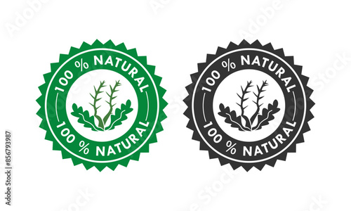 100 percen natural logo template illustration