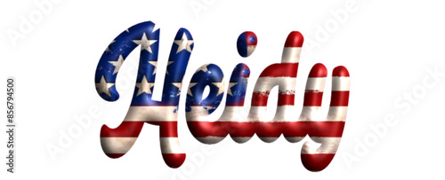 Heidy - Bandiera degli Stati Uniti - nome proprio - scrittura tubolare effetto tridimensionale - Grafica vettoriale - Parola auguri, banner, biglietti, stampe, cricut, silhouette, sublimazione	