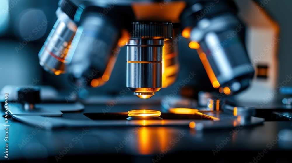 A close-up of a microscope lens, focusing on a slide, symbolizing scientific investigation and microscopic analysis in a laboratory setting.
A close-up of a microscope lens, focusing on a slide, symbolizing scientific investigation and microscopic analysis in a laboratory setting.