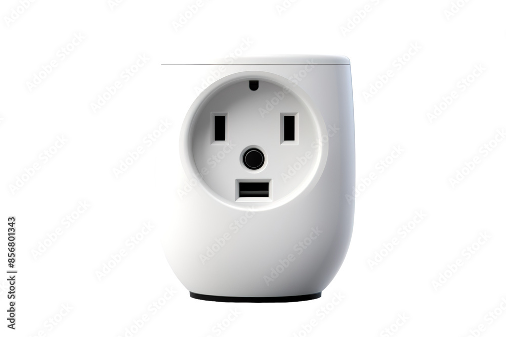 Sleek White Smart Outlet With USB Port for Convenient Charging on a Clear PNG or White Background. Sleek White Smart Outlet With USB Port for Convenient Charging on a Clear PNG or White Background.