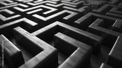 Wallpaper Mural A close-up of a wooden maze, the shadows of its intricate pathways creating a sense of mystery and intrigue Torontodigital.ca
