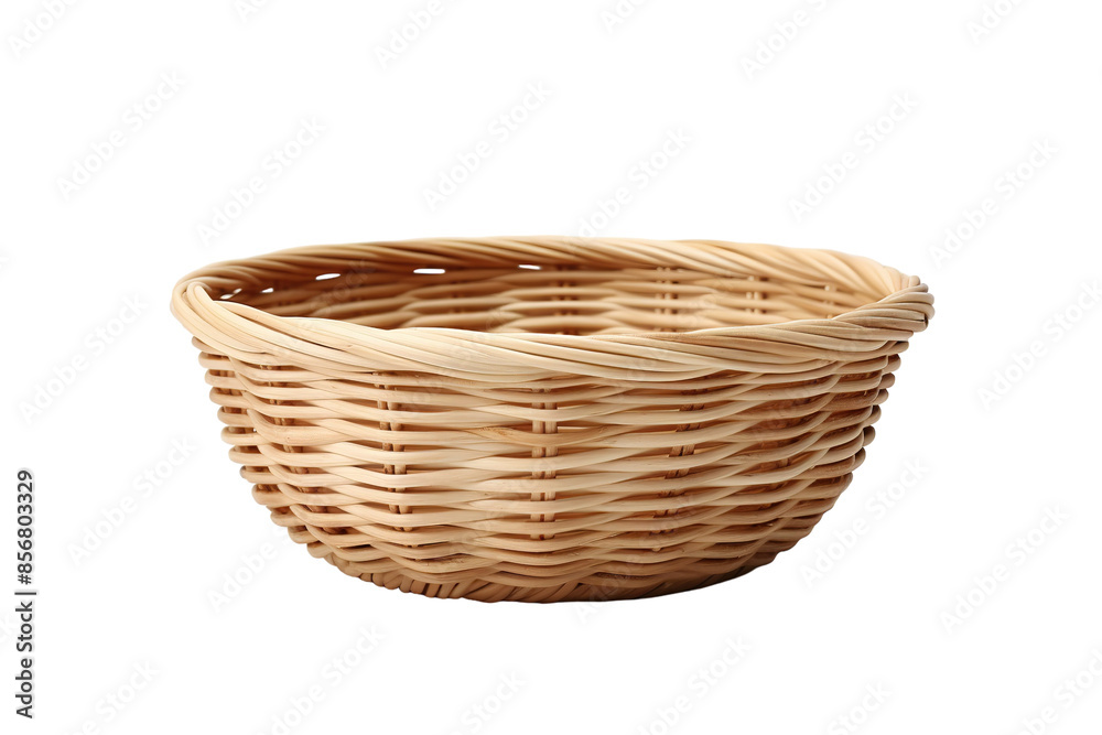 A Woven Wicker Basket Ready for a Rustic Gathering on a Clear PNG or White Background.