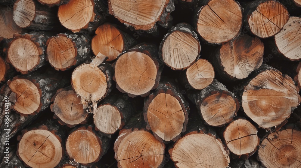 stack of freshly cut logs, arranged neatly in a pile. The cross-sections reveal the tree rings and natural textures of the wood stack of freshly cut logs, arranged neatly in a pile. The cross-sections reveal the tree rings and natural textures of the wood