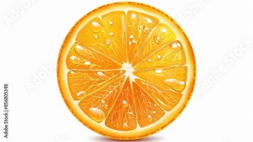 Fresh Orange Slice with Water Drops