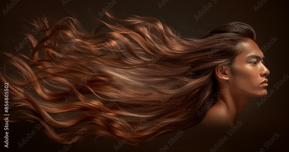 A Profile Portrait of a Man With Long Flowing Hair Against a Dark Background A Profile Portrait of a Man With Long Flowing Hair Against a Dark Background