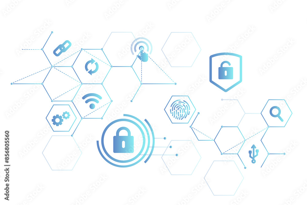 Computer security system icons background