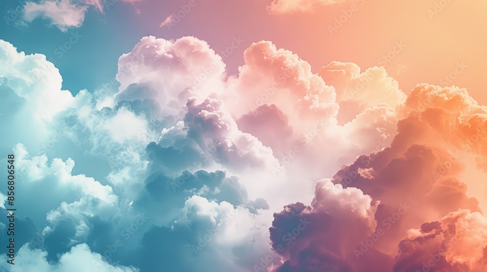 Vibrant clouds with a gradient sunset sky - A digitally enhanced image showing rich, colorful clouds against a gradient sunset backdrop, invoking a dreamy atmosphere Vibrant clouds with a gradient sunset sky - A digitally enhanced image showing rich, colorful clouds against a gradient sunset backdrop, invoking a dreamy atmosphere