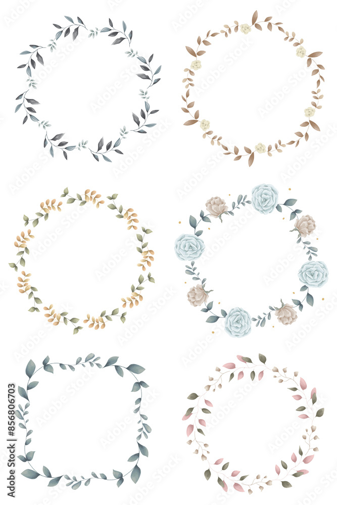 Blank leafy frame design set transparent png Blank leafy frame design set transparent png
