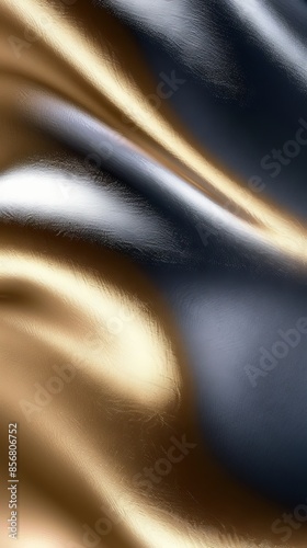 A close-up photograph of a soft, flowing fabric with a golden hue on the bottom half and a silvery, almost pearlescent hue on the top half, creating a dramatic abstract image