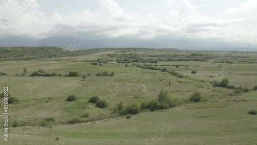 Aerial video of roads between farmers' fields in Romania. photo