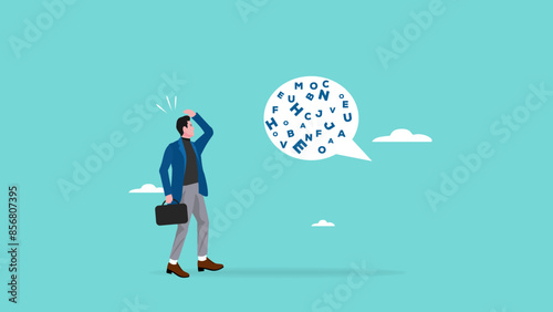 information with technical words or language that is difficult to understand, information that is complicated concept, information with jargon words in speech bubble that make people confused