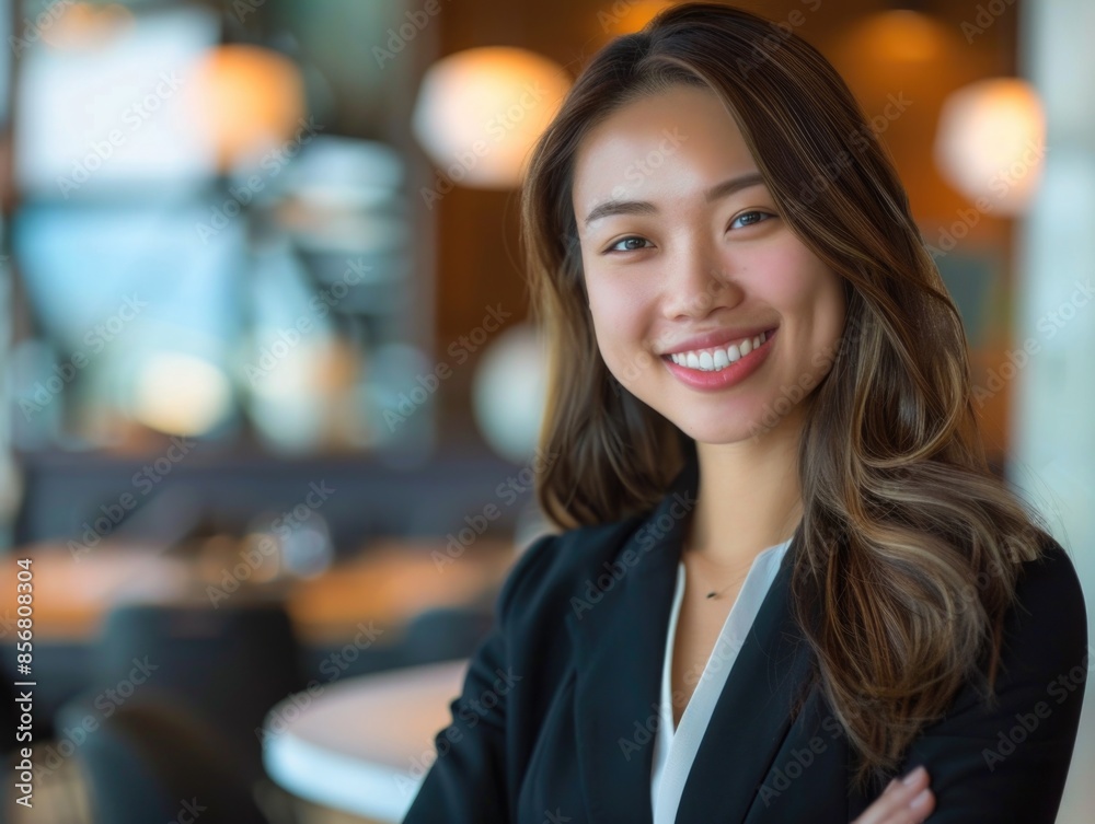 A professional woman wearing a business suit and smiling for the camera A professional woman wearing a business suit and smiling for the camera