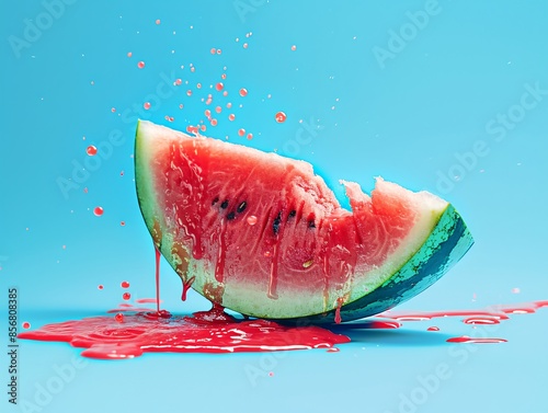 Obraz na płótnie a watermelon with a bite taken out of it w salonie