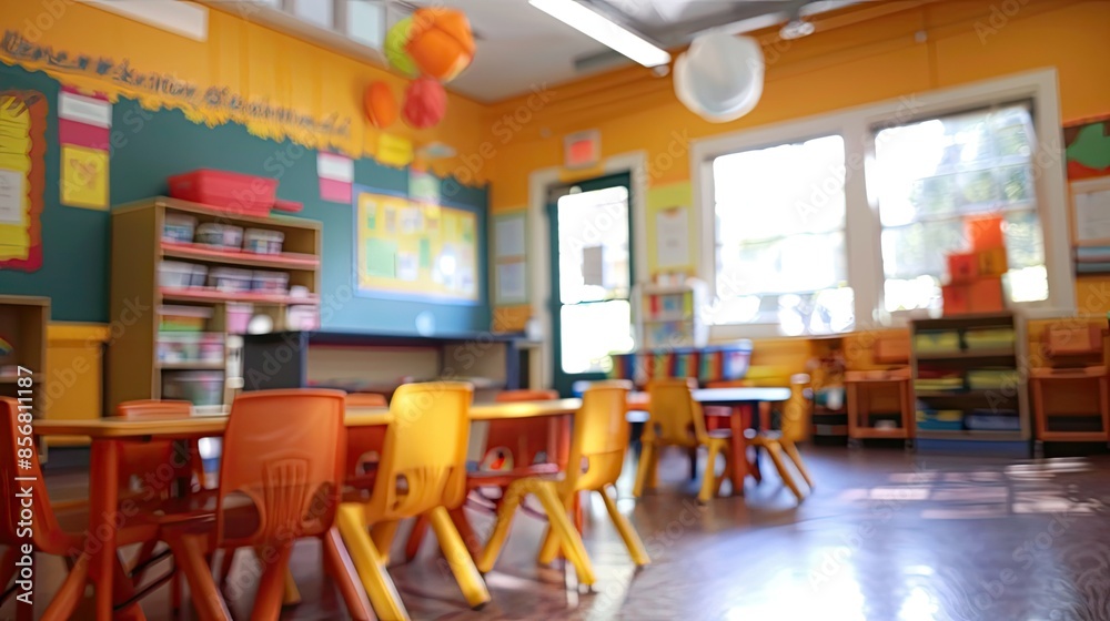 A Blurry image of elementary school classroom A Blurry image of elementary school classroom