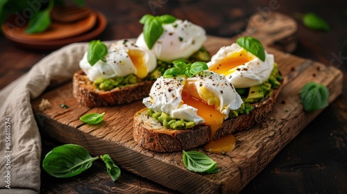 The poached eggs on toast photo
