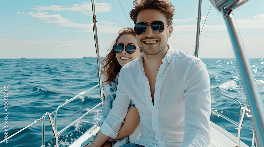 Couple Sailing On A Sunny Day Couple Sailing On A Sunny Day