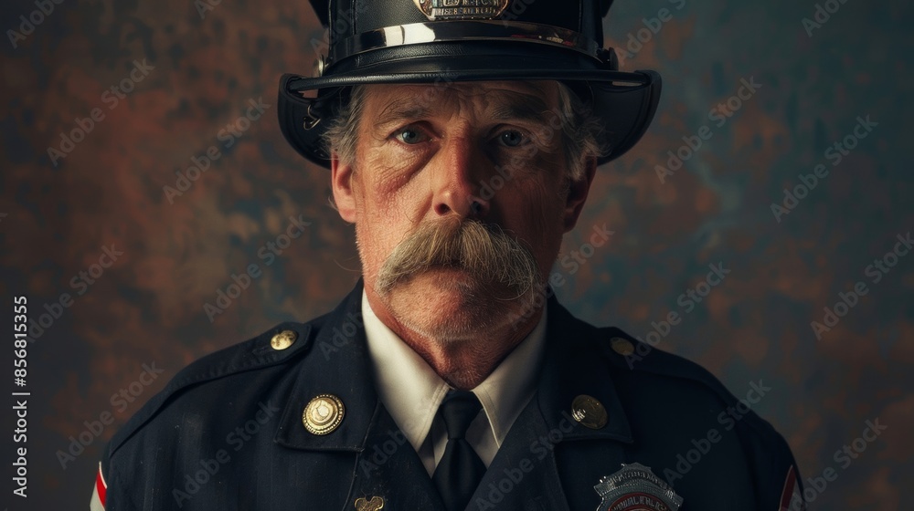 A classic portrait of a firefighter in uniform, depicting bravery and service A classic portrait of a firefighter in uniform, depicting bravery and service