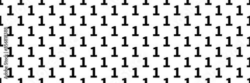horizontal seamless black number one pattern background on white.