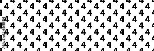 horizontal seamless black number four pattern background on white.