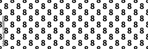 horizontal seamless black number eight pattern background on white.