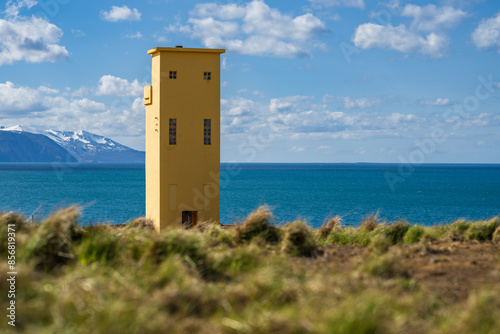 Cuadro en lienzo Lighthouse of Husavik far in the north of iceland in summer