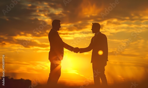 Wallpaper Mural Business handshake at sunset , Generative AI Torontodigital.ca