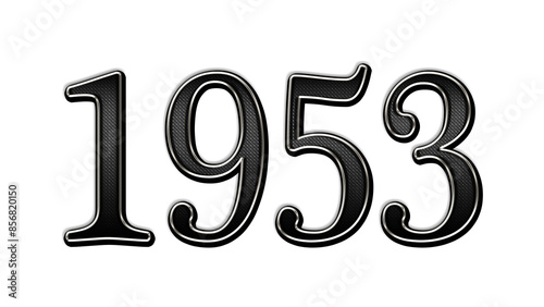 black metal 3d design of number 1953 on white background.