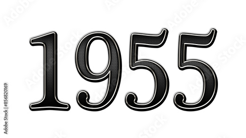 black metal 3d design of number 1955 on white background.