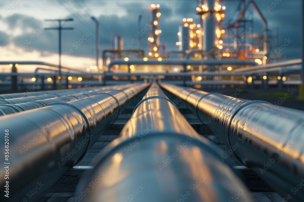 Step into the realm of energy refinement with studio isolate shots highlighting industrial pipelines in a refinery, critical for the efficient processing of gas and oil for industrial use. Step into the realm of energy refinement with studio isolate shots highlighting industrial pipelines in a refinery, critical for the efficient processing of gas and oil for industrial use.